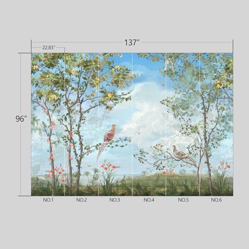 Chinoiserie Wallpaper Background Birds and Sky wall Mural Peel and Stick Wallpaper for Bedroom Living Room