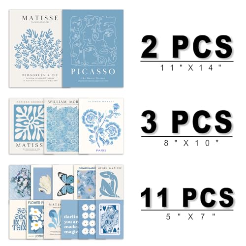 16 PCS Blue Wall Art Decor (16 Count)