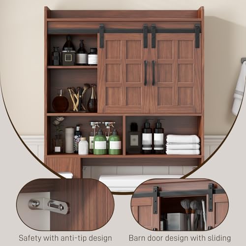 Over The Toilet Storage Cabinet with Sliding Doors
