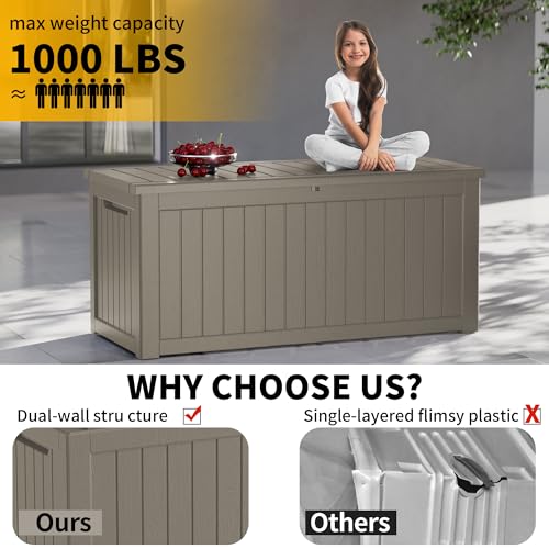 180 Gallon Outdoor Storage Box Patio Deck Box Waterproof