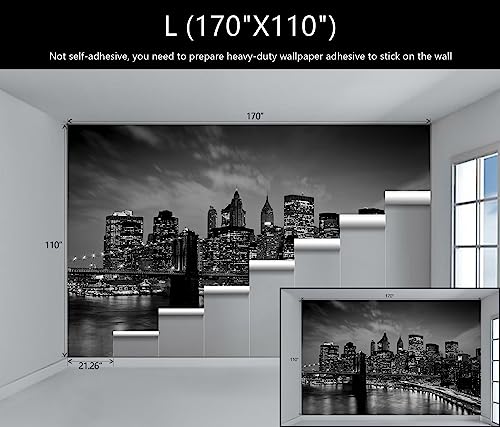 Black New York City Wallpaper Brooklyn Bridge Wall Mural for Bedroom
