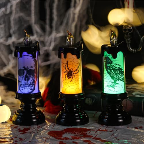 Halloween Flameless Candles Battery Operated with Remote Timer (3 Count)