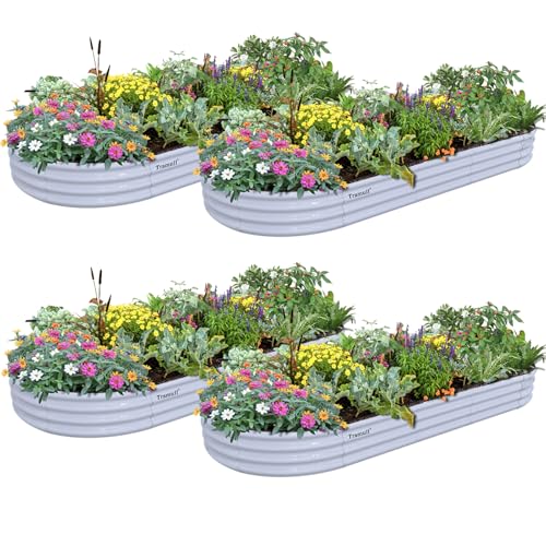 4 Pack 8x3x1FT Galvanized Raised Garden Bed Large Metal Planter Box Kit Elevated Raised Garden Planters for Outdoor Plants (4 Count)