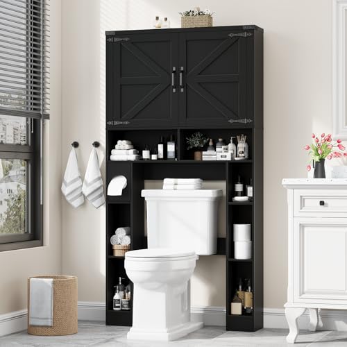 Storage Cabinet Over Toilet with 2 Barn Doors