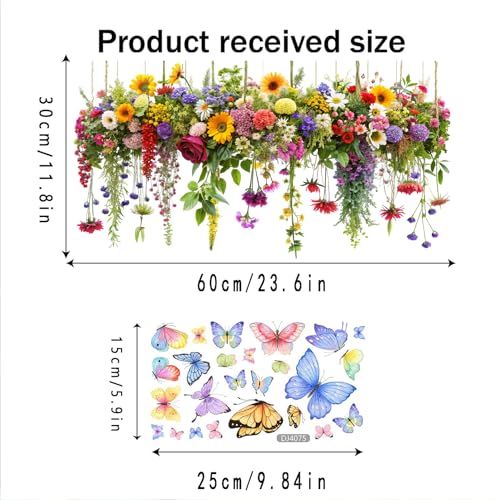 2 Set Colorful Floral Bouquet Window Stickers (2 Count)