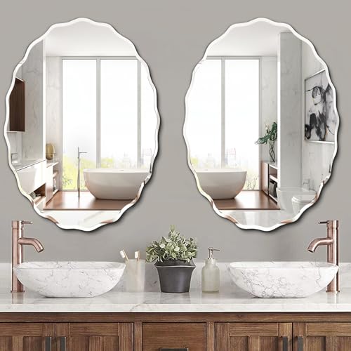 28.4x40 Inch Frameless Oval Wall Mirror for Bathroom Sink