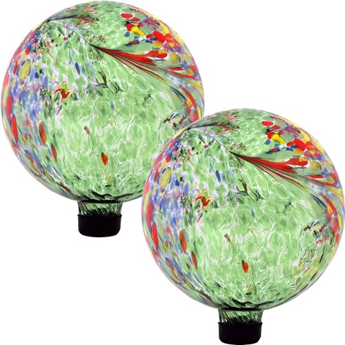 Sunnydaze 10" Glass Gazing Ball for Garden (2 Count)