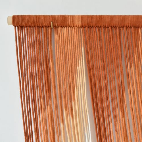 Macrame Wall Hanging Orange Boho Dip Dye Fiber Art Craftsmanship 57"W*41"L