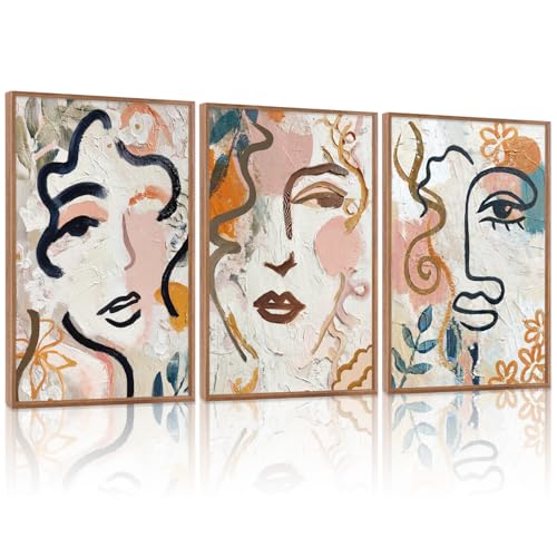 KAlRNE Boho Matisse Framed Abstract Woman Large Wall Art Set (3 Count)
