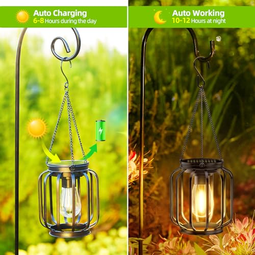 Solar Hanging Lanterns Outdoor Waterproof (4 Count)
