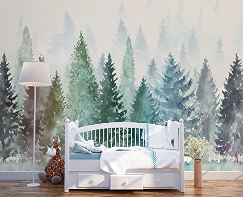 Colorful Watercolor Forests Children's Nursery wall Mural Wallpaper 137" x 100" (95.12 Sq Ft)