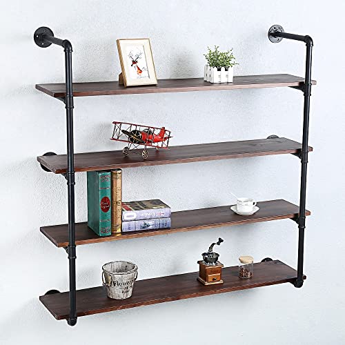 Industrial Pipe Shelves With Wood Planks