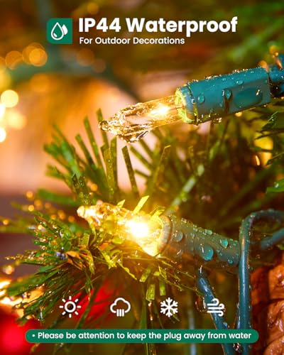 Clear Christmas String Lights 3 Pack 20 Feet 100 Counts Warm White (110 Foot)