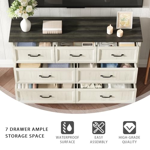 Farmhouse 7 Drawer Dresser for Bedroom