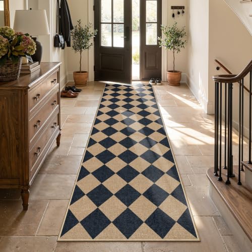 Checkered Hallways Runner Rug Non Slip