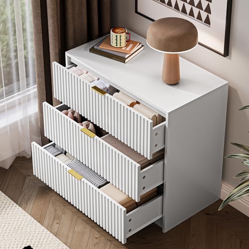 White Fluted Dresser for Bedroom