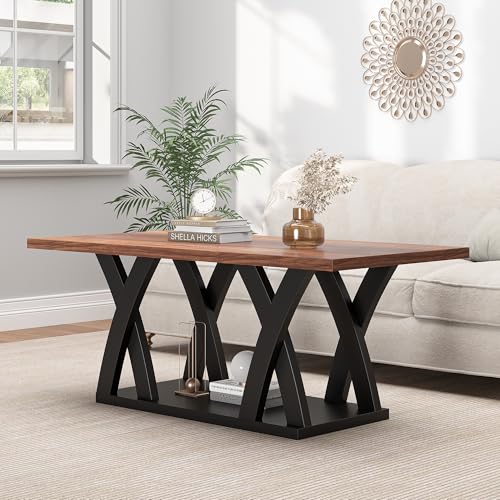 47" Farmhouse Coffee Table with Storage Shelf