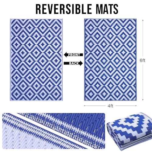 Outdoor Rug 4x6 ft Waterproof Reversible Mat