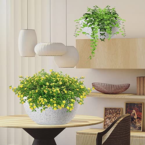 13 inch 2Pack Large Hanging Planters for Outdoor Indoor Plants with Drainage Holes and Chain (2 Count)