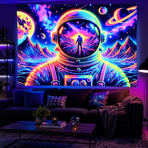 Blacklight Tapestry Space Astronaut UV Backdrop 78 x 59 Inch