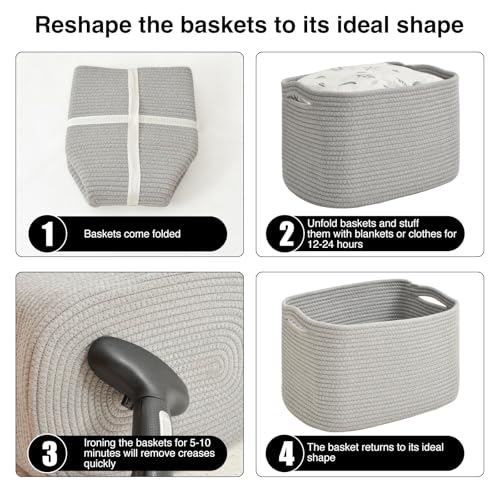 Storage Baskets for Organizing & Shelves (4 Count)
