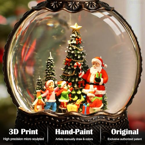Santa Snow Globe Christmas Decorations Indoor Santa Claus Gifts Classic Relief Texture Musical Glitter Snowfall USB