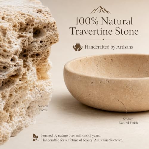 Natural Travertine Decorative Bowl 7.8"