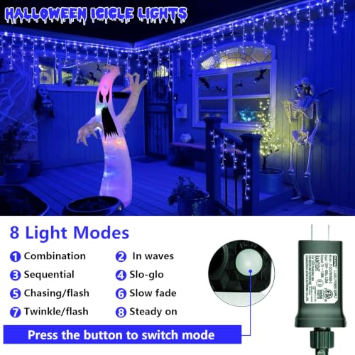 Blue Icicle Lights for Outside (66 Foot)