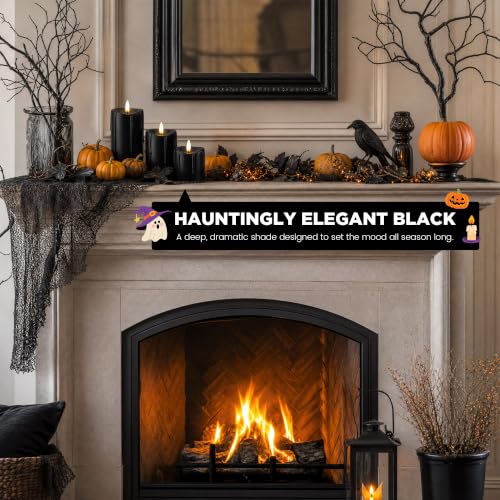 Black Real Wax Dripping Halloween Flameless Pillar Candles with Remote (3 Count)