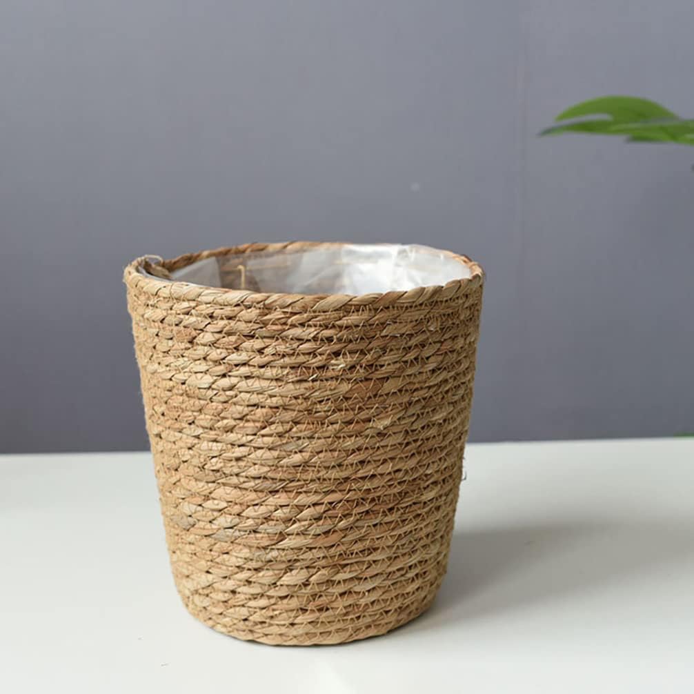 Home Decor Woven Straw Flower Pot Seagrass Planters Basket Garden Plant Pot Containers Wicker Rattan Vase Sundries Organizer Storage Bins for Indoor Outdoor Plants Vintage Decor - HavenBliss Decor