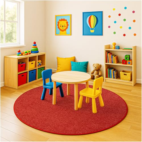 Soft & Colorful 9' Round Kids Classroom Area Rug