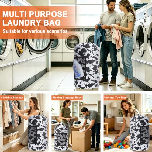 Laundry Bag Backpack Durable Laundry Bag with Shoulder Straps and Mesh Pockets Portable Laundry Hamper Dirty Clothes Bag for College