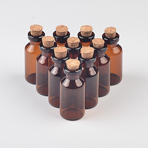 18x40x7mm 5ml Mini Brown Glass Jars with Cork Empty Tiny Glass Jars Gift 5ml Glass Bottles Vials 12units (12 Count)