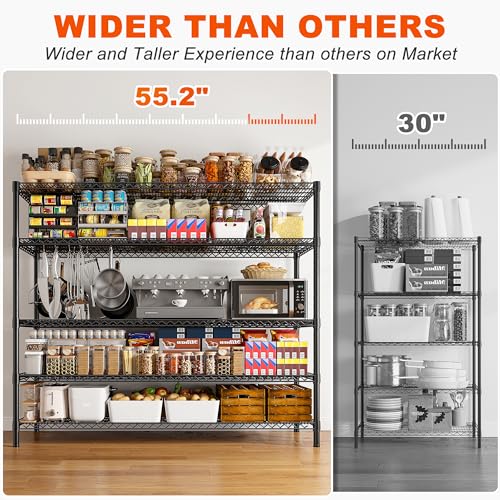 85.7"H 5 Tier Garage Shelving with Wheels&Feet