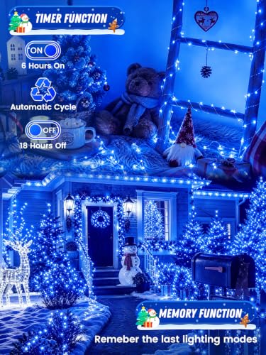 2 Pack 100 LED Fairy Lights Battery Operated with Remote Timer