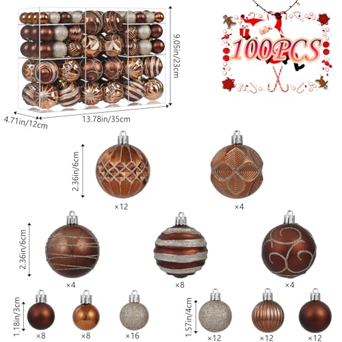 Brown and Gold Christmas Ornaments Set