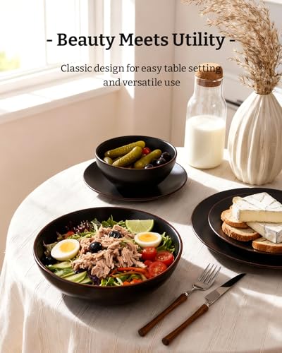 Venus Stoneware Dinnerware Sets with Pasta Bowls (24 Count)