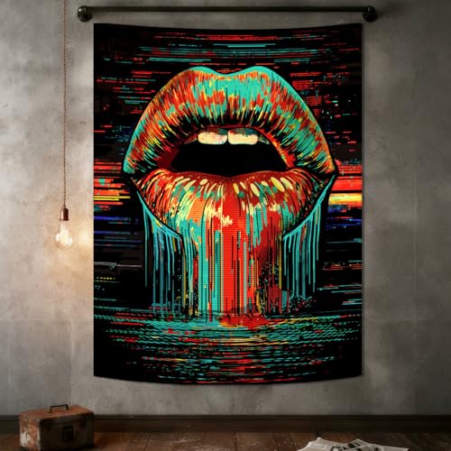 Hippie Vintage Lips Tapestry