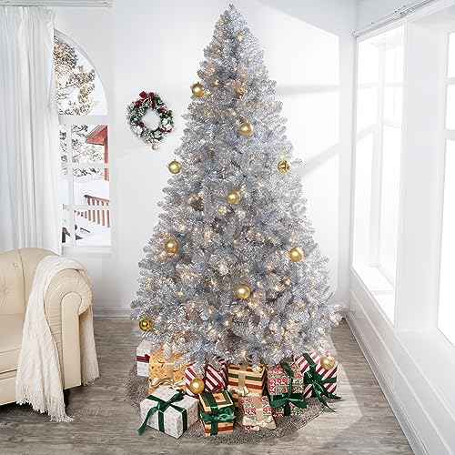 7.5ft Artificial Prelit Silver Christmas Tree