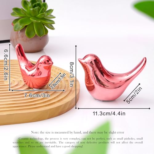 Small Birds Statues Pink Home Decor Modern Style Decorative Ornaments for Living Room (2 Count)