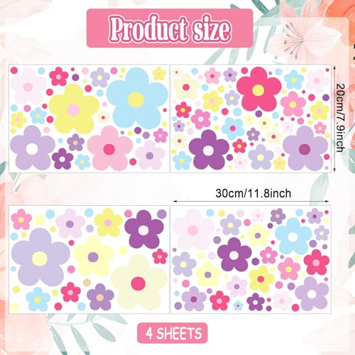 Glow in The Dark Y2k Cute Flowers Wall Decals (4 Count)