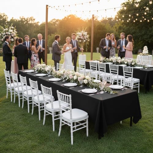 8 Pack Black Rectangle Tablecloth (8 Count)