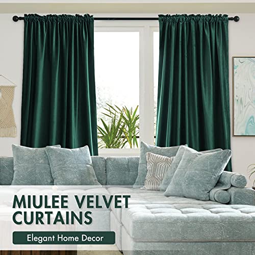 Dark Green Blackout Velvet Curtains Drapes 72 Inch Long 52"x72" (2 Count)