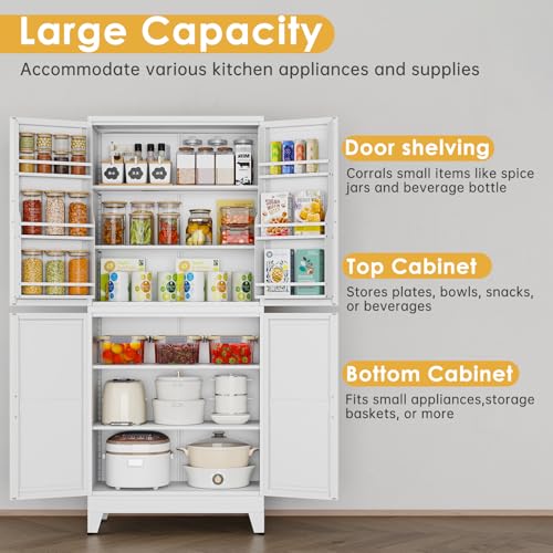 75" Tall Metal Kitchen Pantry Storage Cabinet