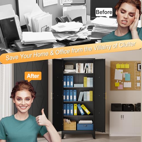 71" H Metal Kitchen Pantry Storage Cabinet