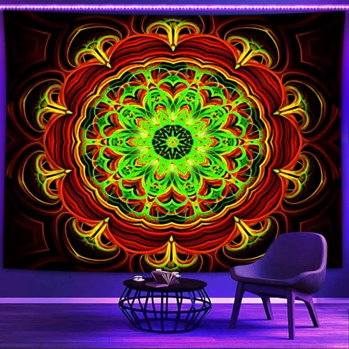 Blacklight Mandala Tapestry Wall Hanging