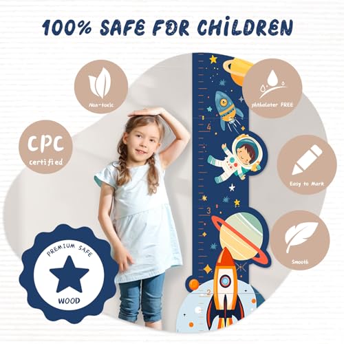 Custom Kid Measuring Wood Growth Chart for Wall with Name