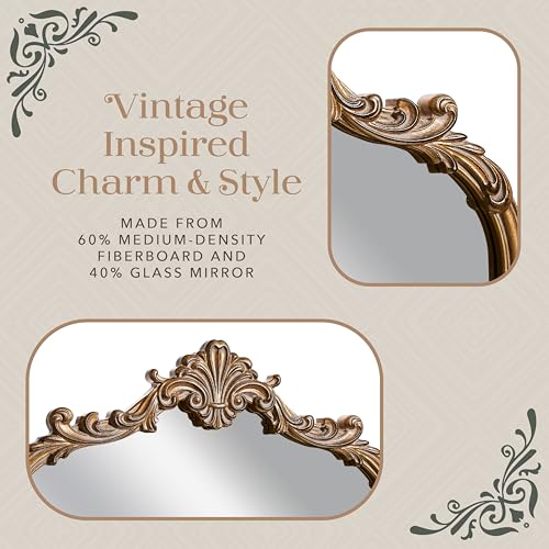 English Estate Carved Arch Wood Wall Mirror