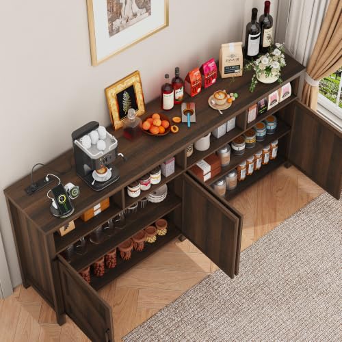 Buffet Sideboard with Storage with Power Outlets & LED Light