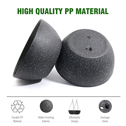 10 inch Hanging Planters for Outdoor Indoor Plants with Drainage Holes and Chain (2 Count)